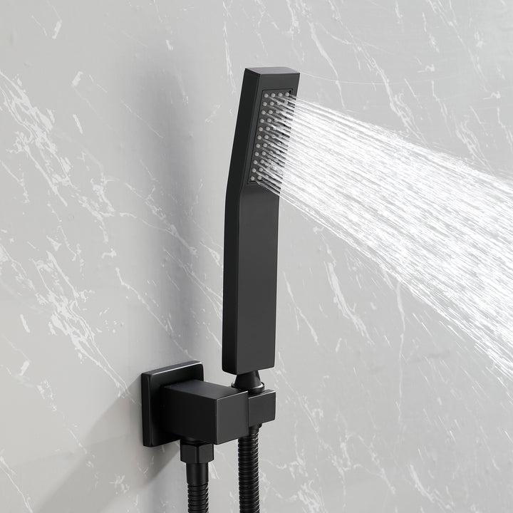 10 Inch Shower System, Bathroom Rain Shower Head with Handheld Combo Set, Wall Mounted Rainfall Shower Head Shower Faucet, Matte Black