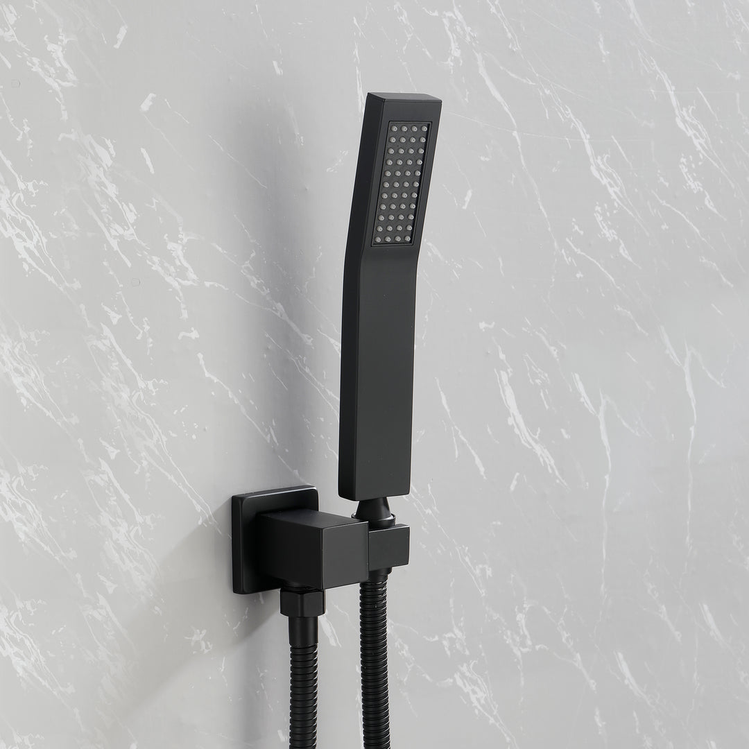 10 Inch Shower System, Bathroom Rain Shower Head with Handheld Combo Set, Wall Mounted Rainfall Shower Head Shower Faucet, Matte Black