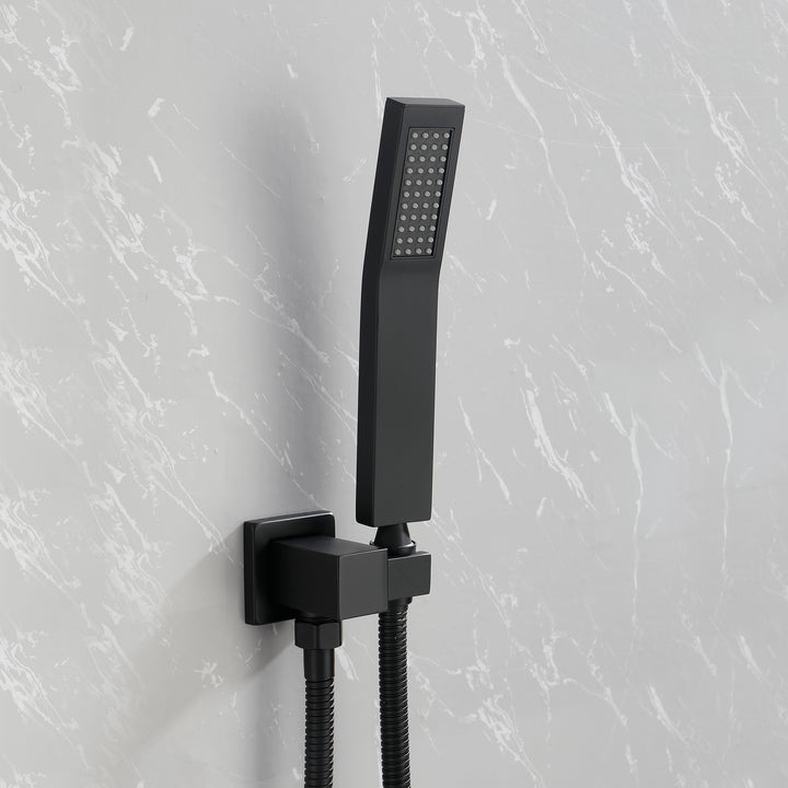 10 Inch Shower System, Bathroom Rain Shower Head with Handheld Combo Set, Wall Mounted Rainfall Shower Head Shower Faucet, Matte Black