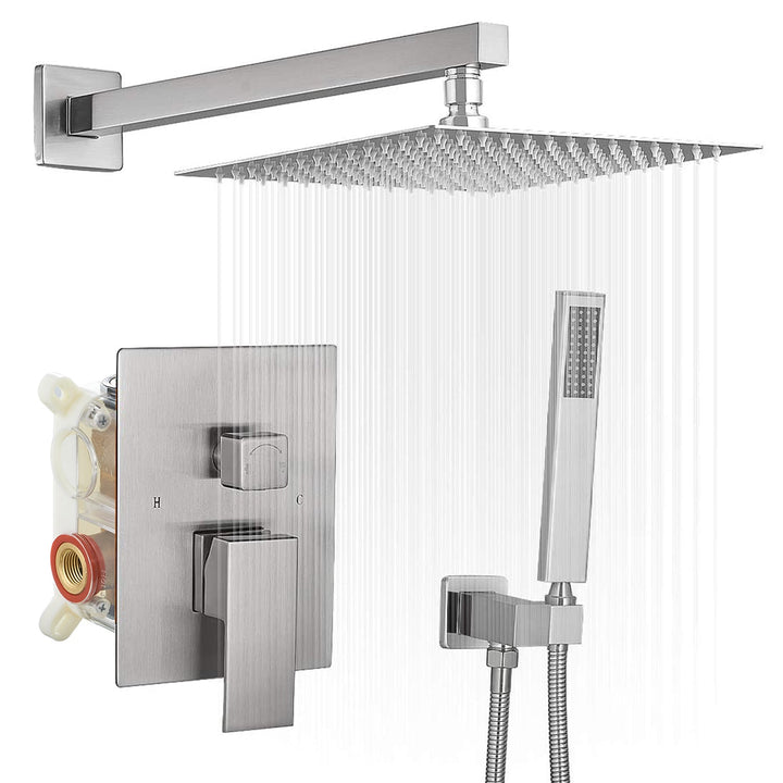 10inch/ 12inch/ 16inch Showerhead Single-Handle 2-Spray Square  Shower Faucet Valve Included