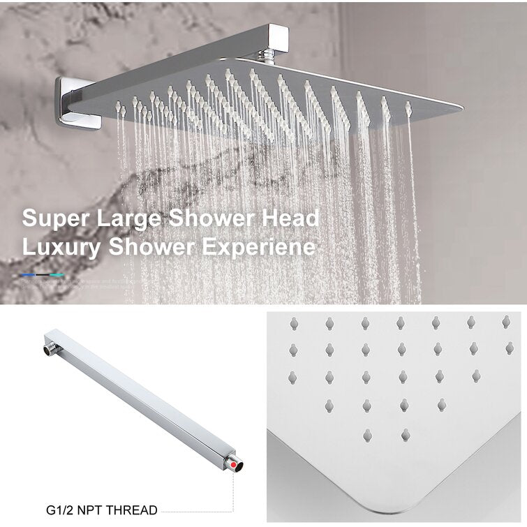 2-Spray10 in. Wall Mount Rain Dual Shower Heads with Shower Head and Hand Shower