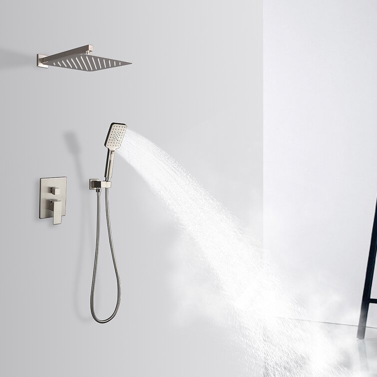 2-Spray10 in. Wall Mount Rain Dual Shower Heads with Shower Head and Hand Shower