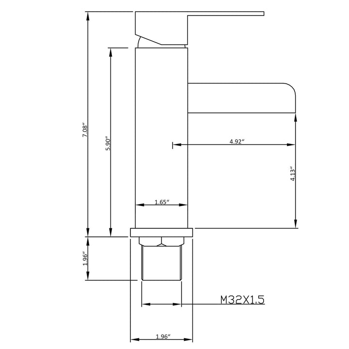 Single Handle Single Hole Bathroom Faucet with Deckplate Included and Wide Mouth in Matte Black