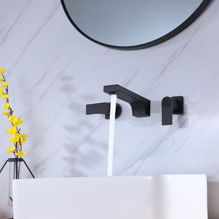 2-Handle Wall Mounted Faucet in Matte Black