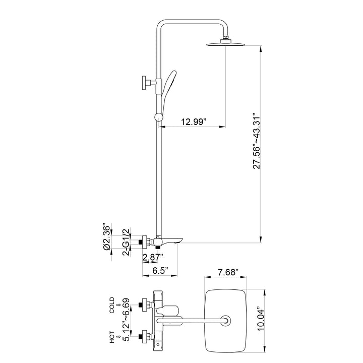 rainfall shower system