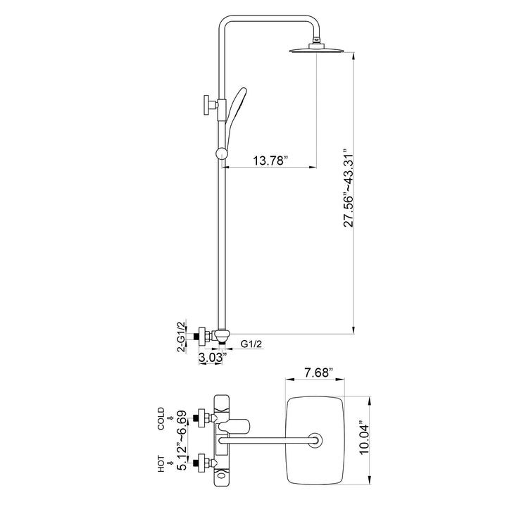 2-Function Thermostatic Rainfall Shower Head System