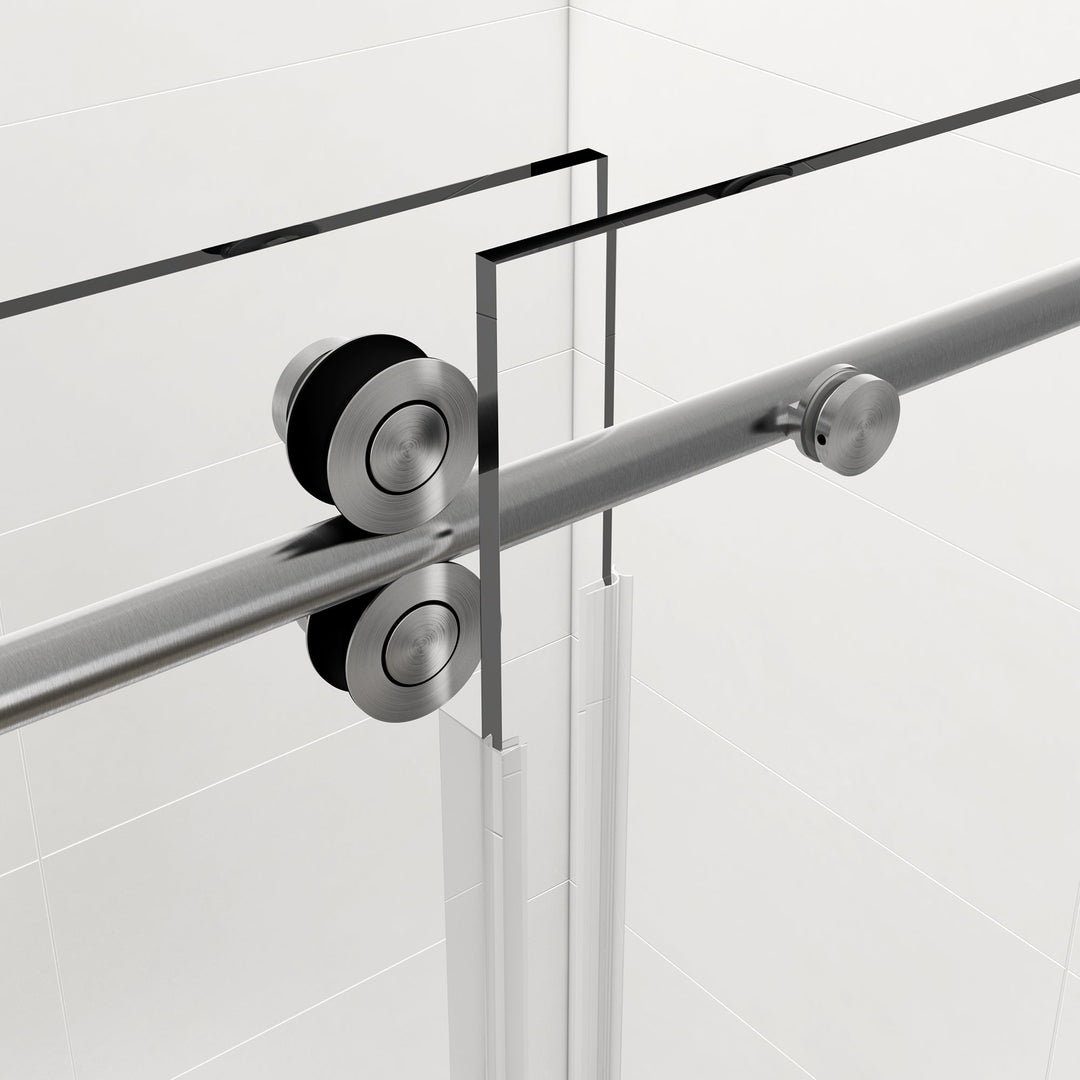 60-in W x 76-in H Frameless Sliding Standard Bathtub Door (Tempered Glass)