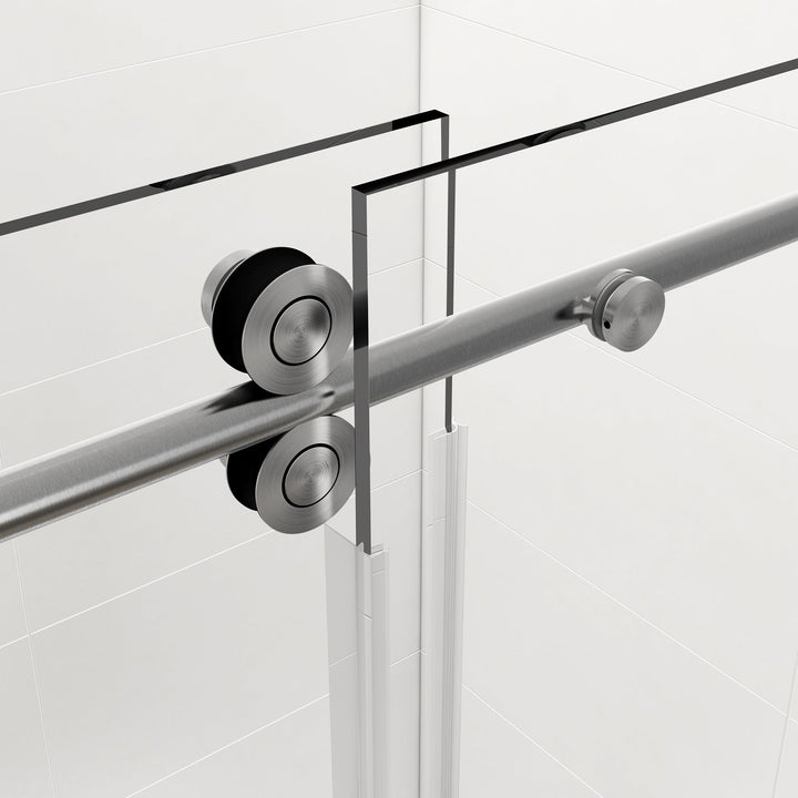 60-in W x 76-in H Frameless Sliding Standard Bathtub Door (Tempered Glass)