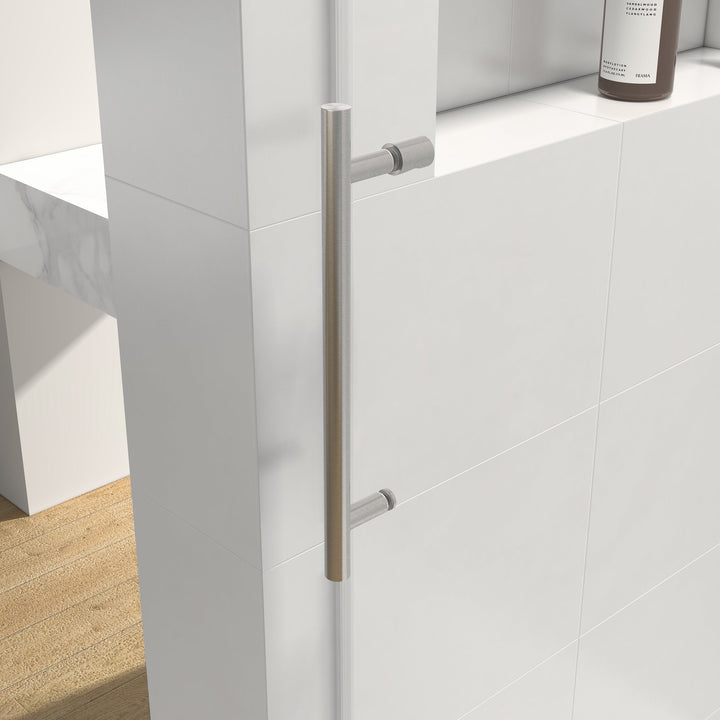 60-in W x 76-in H Frameless Sliding Standard Bathtub Door (Tempered Glass)