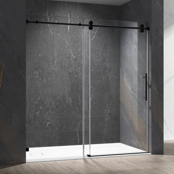 60-in W x 76-in H Frameless Sliding Standard Bathtub Door (Tempered Glass)