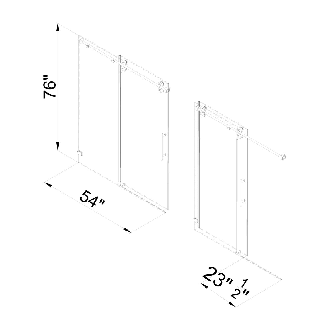 60-in W x 66-in H Frameless Sliding Standard Bathtub Door (Tempered Glass)