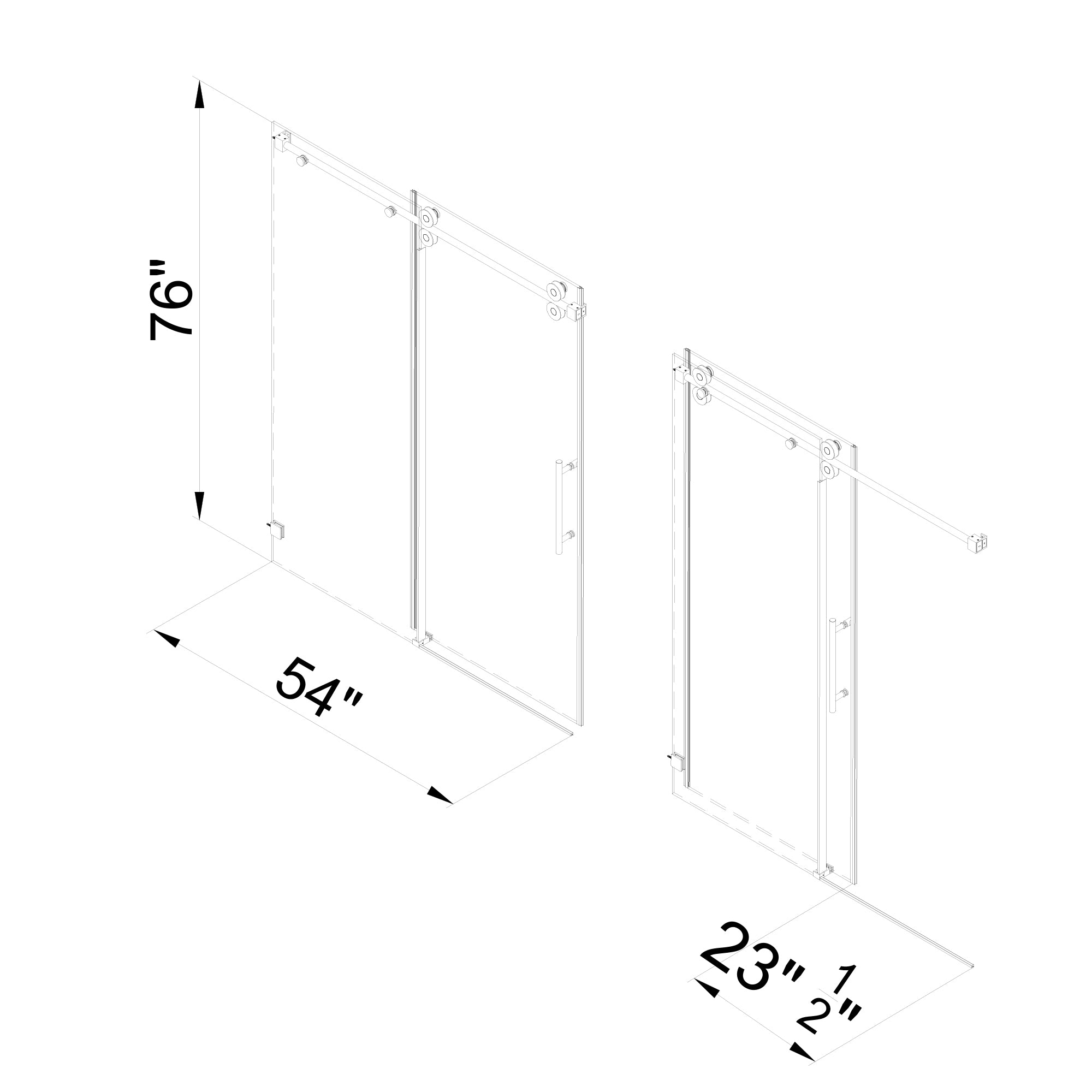 standard glass shower door size