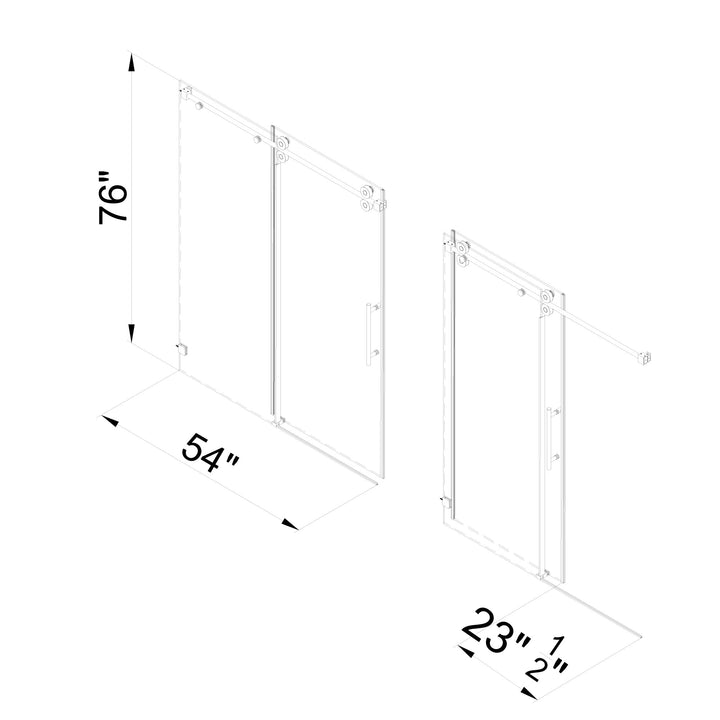 60-in W x 66-in H Frameless Sliding Standard Bathtub Door (Tempered Glass)