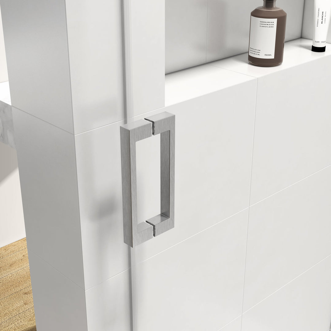 72 in W. x 76 in H. Single Sliding Shower Door with Soft-Closing Barn Door Sliding with 3/8 in Clear Tempered Glass