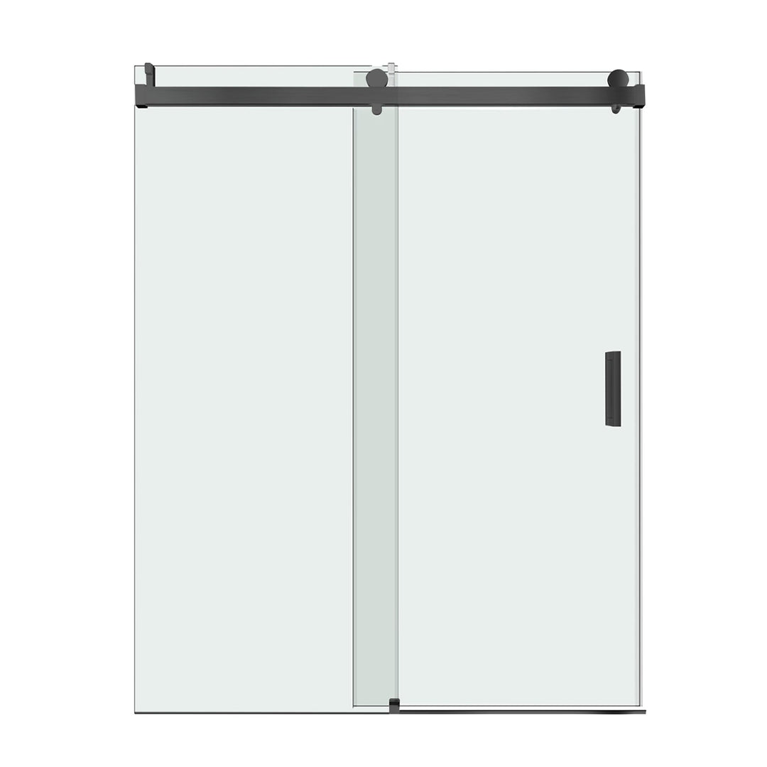 Frameless Tempered Glass Barn Door Brushed Nickle Double Sliding