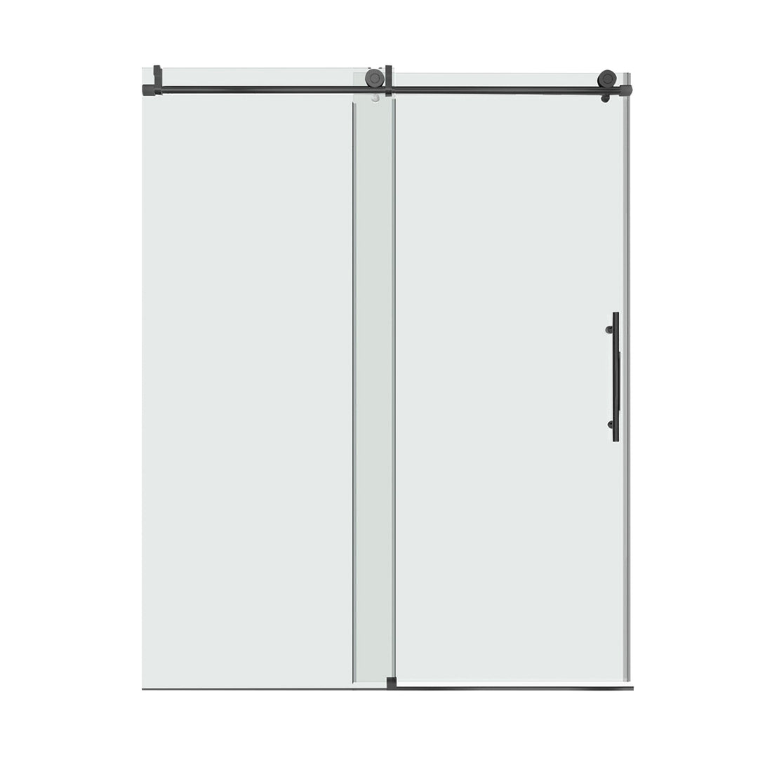 60-in W x 76-in H Frameless Sliding Matte Black Soft Close Standard Shower Door