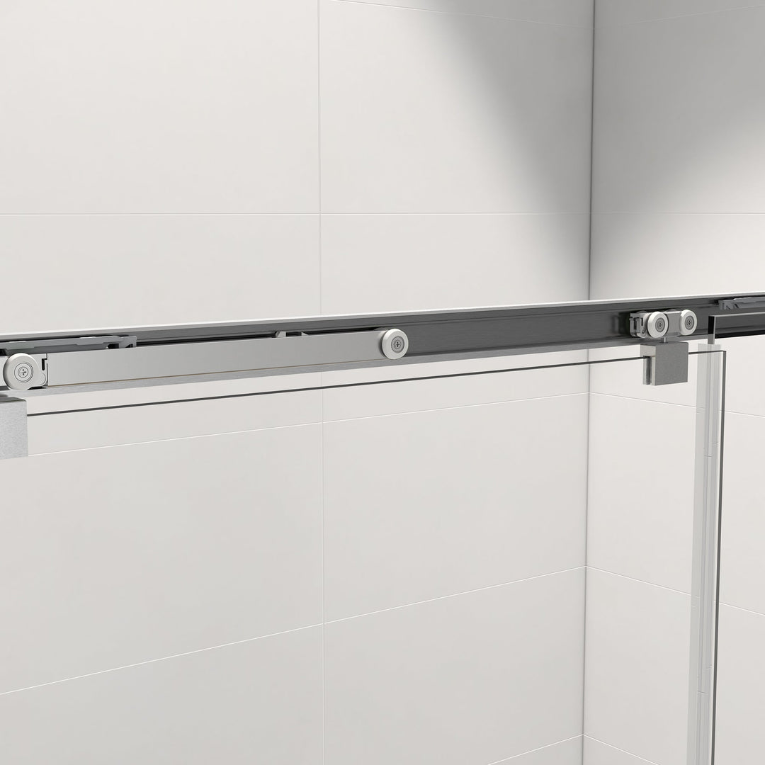 48-in W x 76-in H Semi-frameless Sliding Soft Close Standard Shower Door (Tempered Glass)