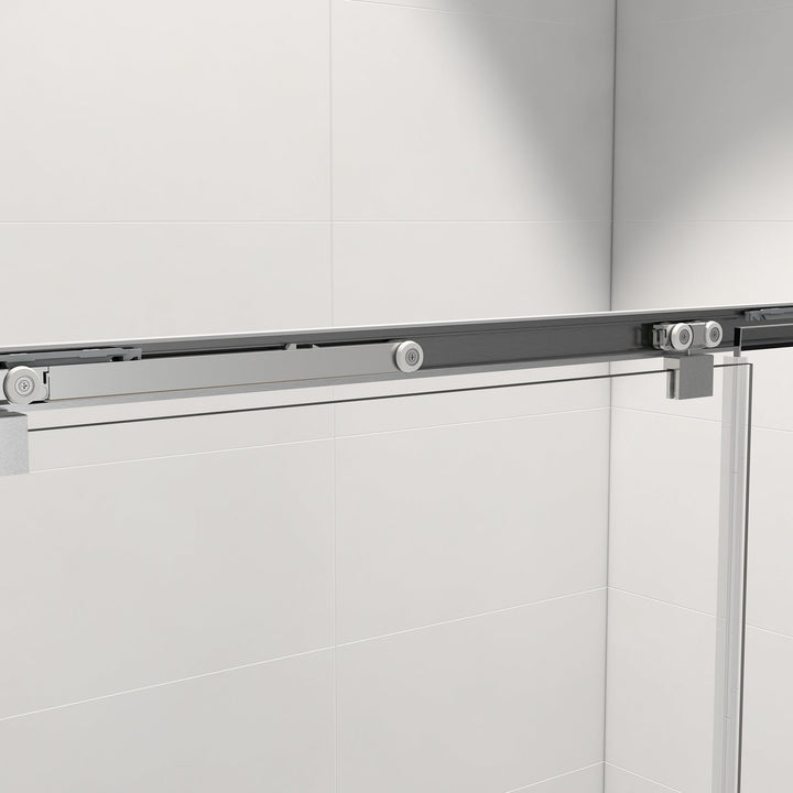 48-in W x 76-in H Semi-frameless Sliding Soft Close Standard Shower Door (Tempered Glass)