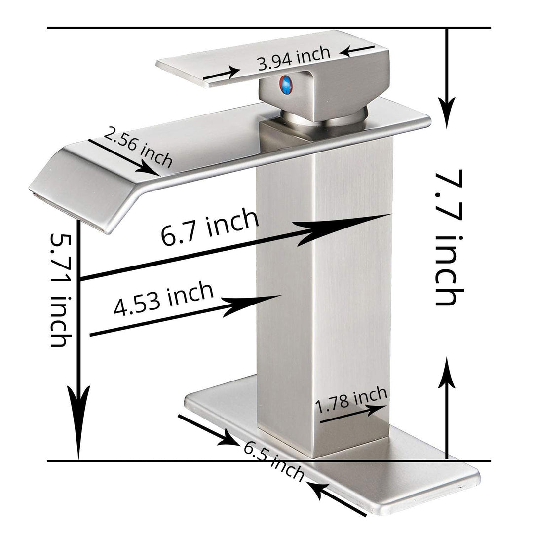 Waterfall Single-Handle Low-Arc Bathroom Faucet With Pop-up Drain Assembly
