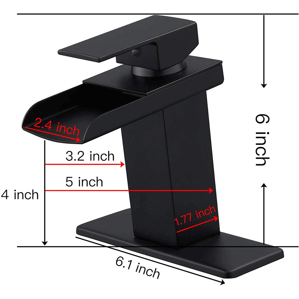 Single-Handle Waterfall Low-Arc Bathroom Faucet With Pop-up Drain Assembly