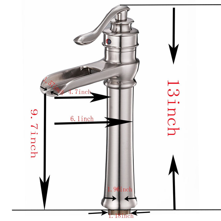 Single Hole Single-Handle Bathroom Faucet High Spout with Suppy Lines Corrosion Resist