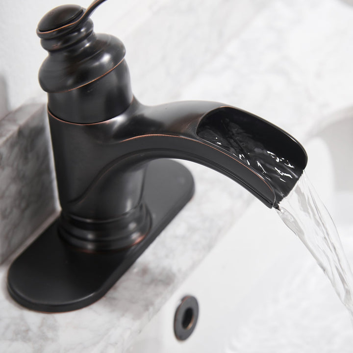 Single Hole Single Handle Low Spout Waterfall Bathroom Faucet
