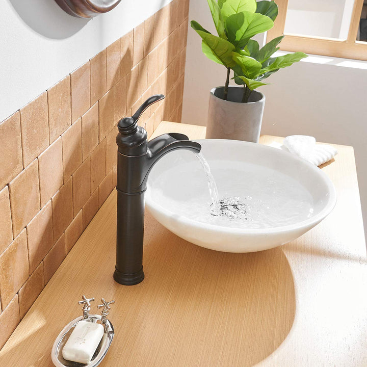 Waterfall High Spout Single Handle Single Hole Bathroom Faucet with Drain Kit Included