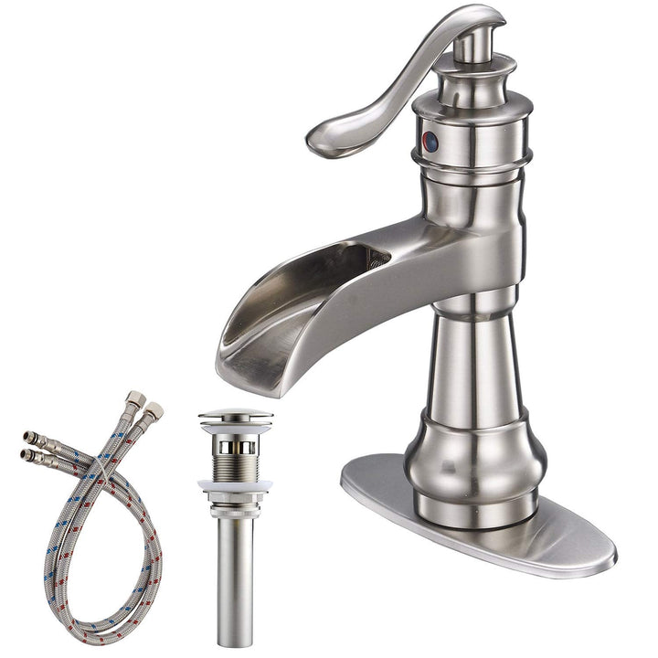 Slim Low Spout Single-Handle Single Hole Bathroom Faucet with Drain Kit