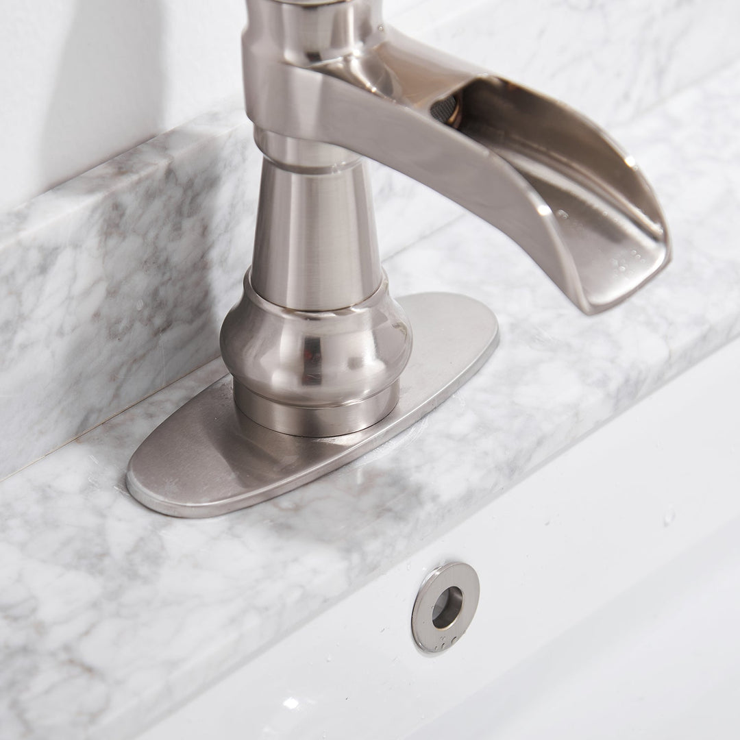 Slim Low Spout Single-Handle Single Hole Bathroom Faucet with Drain Kit
