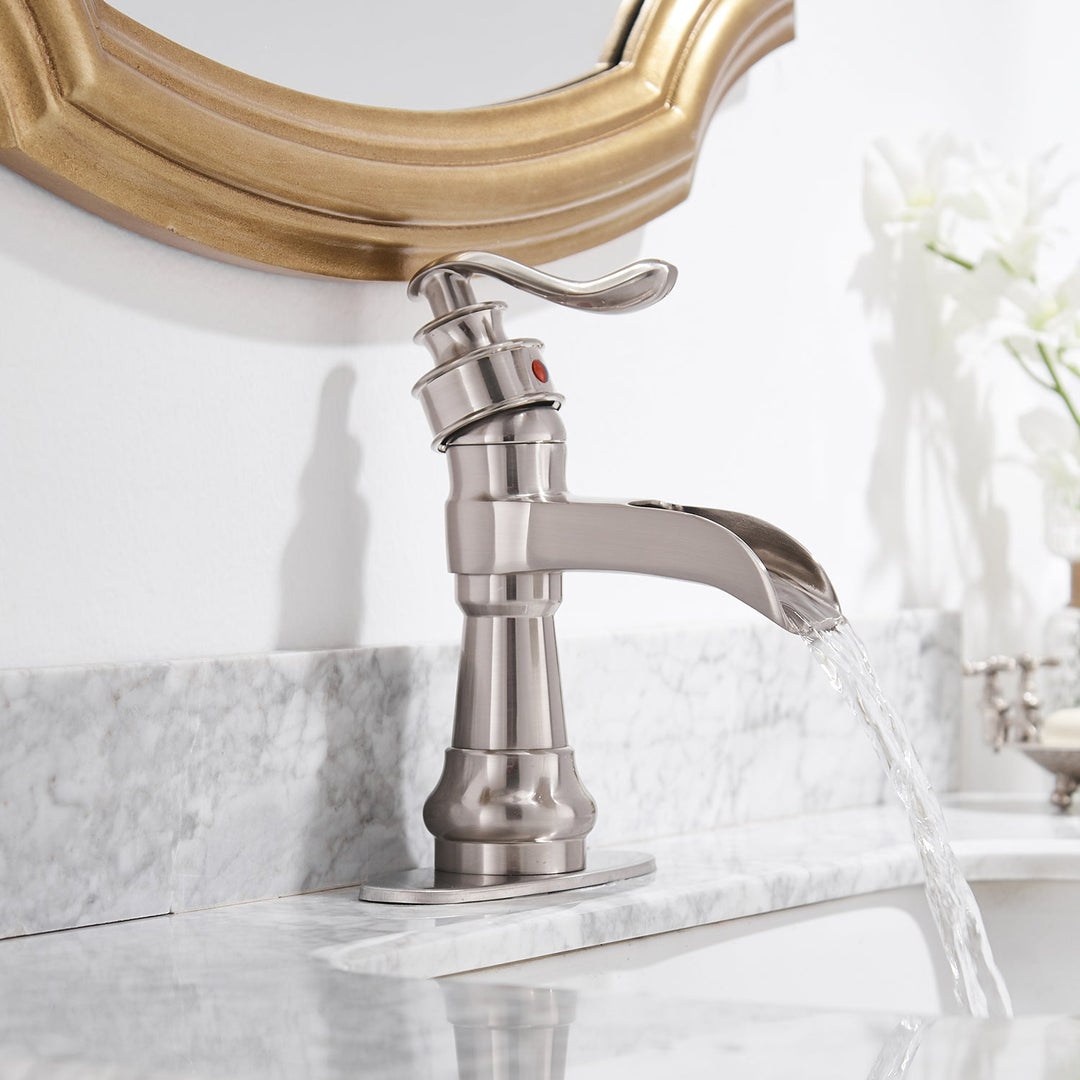 Slim Low Spout Single-Handle Single Hole Bathroom Faucet with Drain Kit