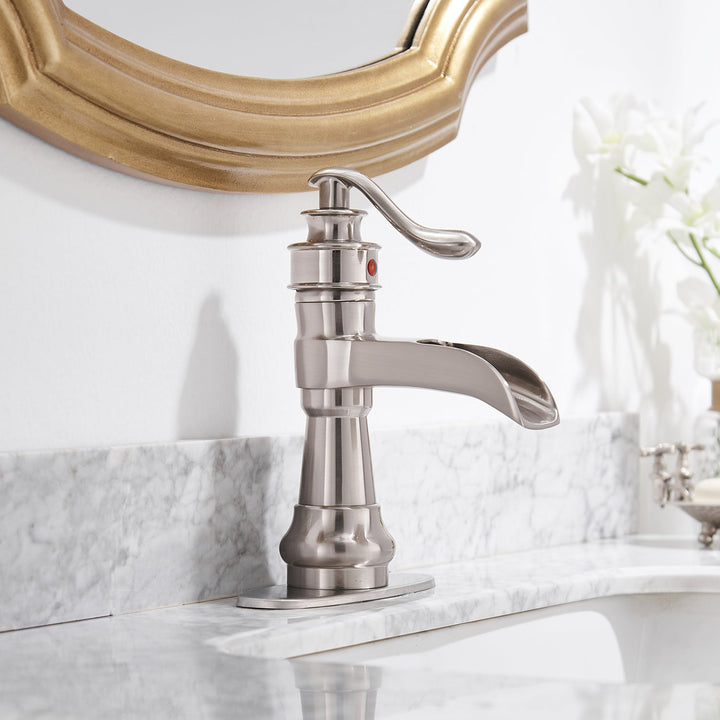 Slim Low Spout Single-Handle Single Hole Bathroom Faucet with Drain Kit