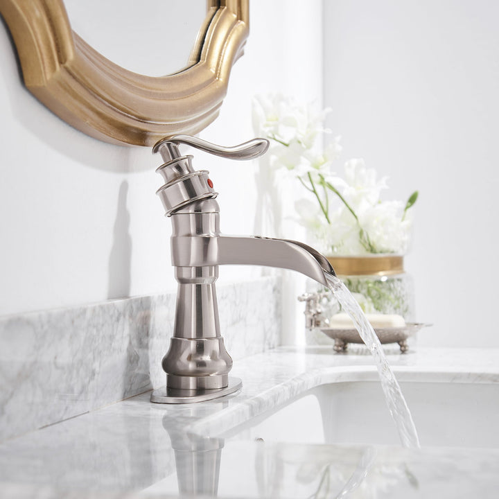 Slim Low Spout Single-Handle Single Hole Bathroom Faucet with Drain Kit