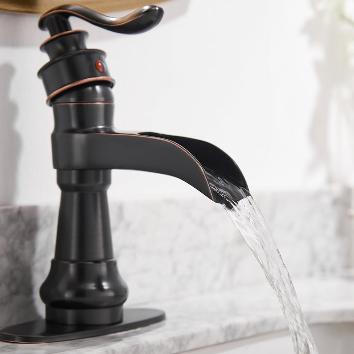 Slim Low Spout Single-Handle Single Hole Bathroom Faucet with Drain Kit