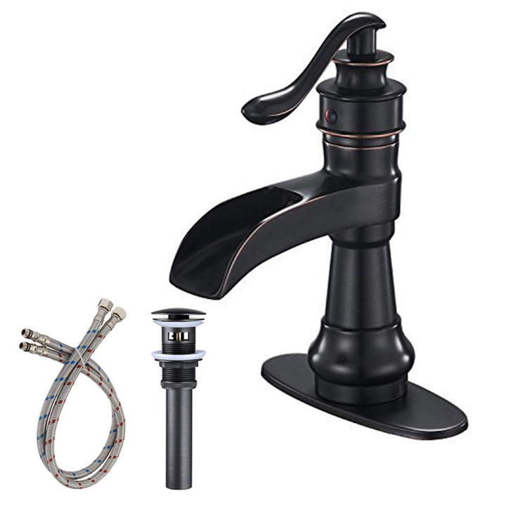 Slim Low Spout Single-Handle Single Hole Bathroom Faucet with Drain Kit