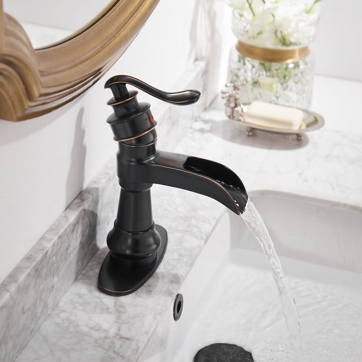 Slim Low Spout Single-Handle Single Hole Bathroom Faucet with Drain Kit