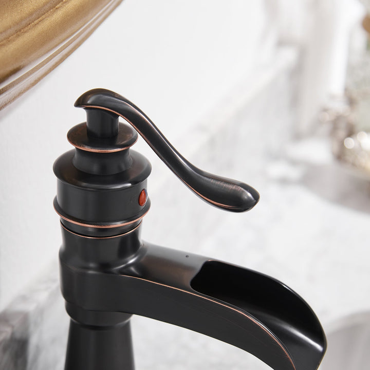 Slim Low Spout Single-Handle Single Hole Bathroom Faucet with Drain Kit
