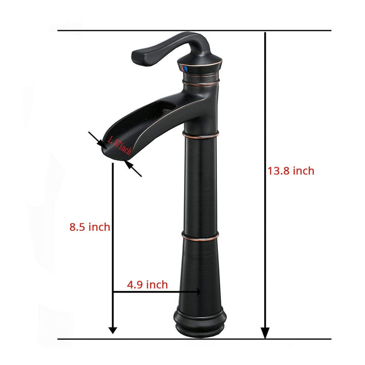 Single Handle Single Hole High Spout Waterfall Bathroom Faucet with Pop-Up Drain