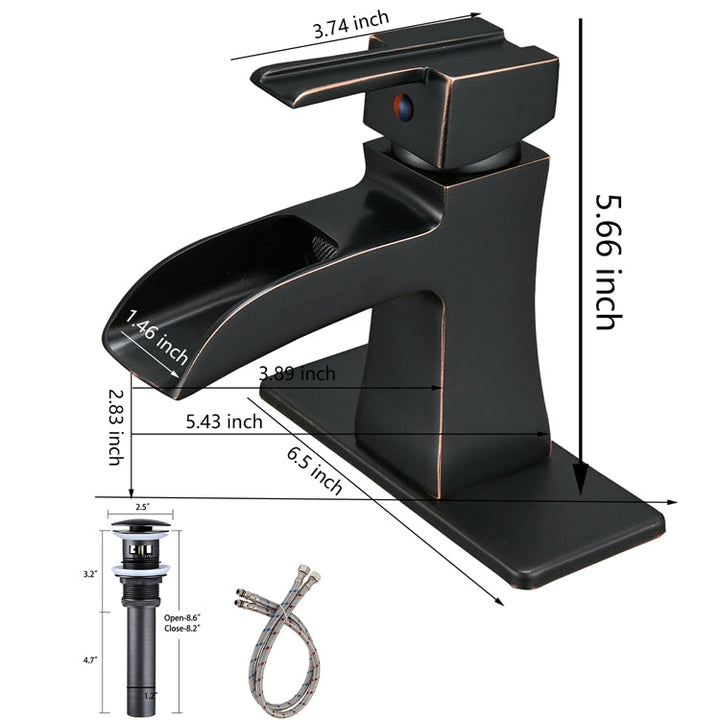 Single Handle Single Hole Bathroom Faucet Pop-Up Drain Included and Supply Line