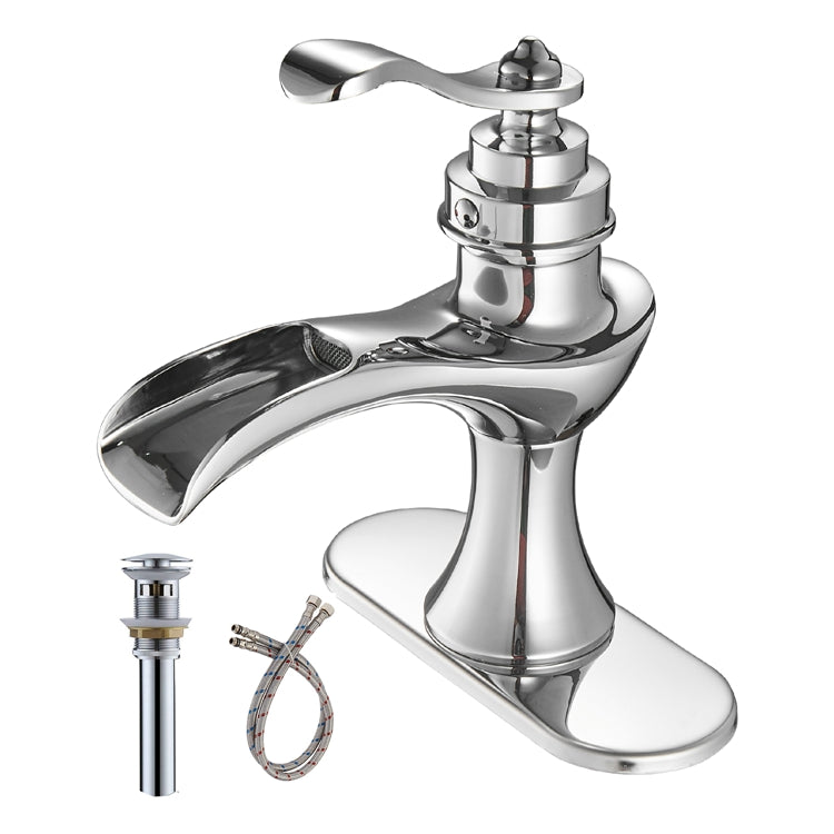 Single Handle Single Hole Bathroom Faucet Pop-Up Drain Included and Supply Lines