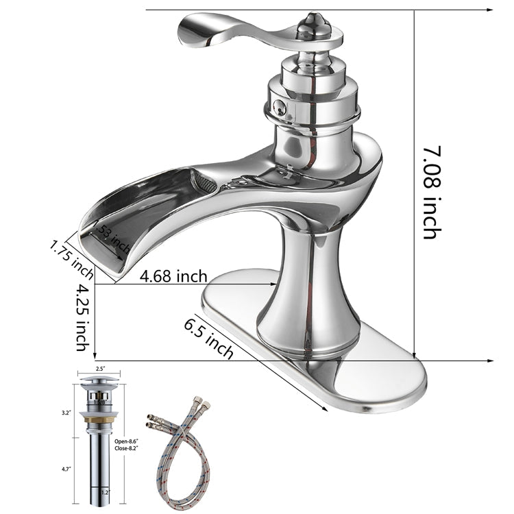 Single Handle Single Hole Bathroom Faucet Pop-Up Drain Included and Supply Lines