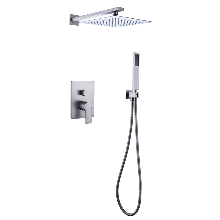 10-in Rain Shower Head Wall Mount Dual Head Waterfall Built-In Shower System