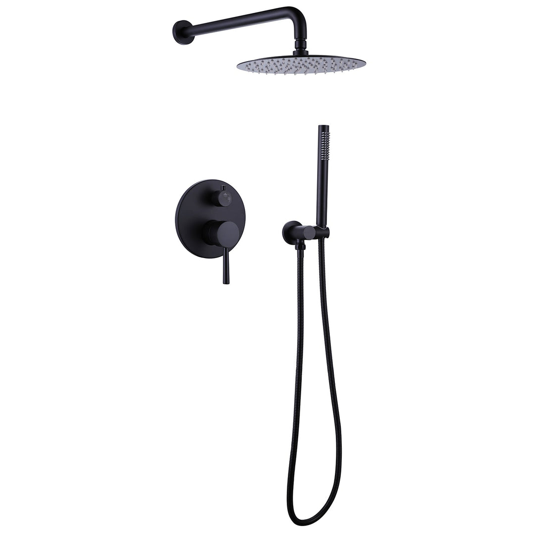 10 inch 1-Spray Patterns with1.5 GPM Wall Mounted Dual Shower Heads in Matte Black (Valve Included)