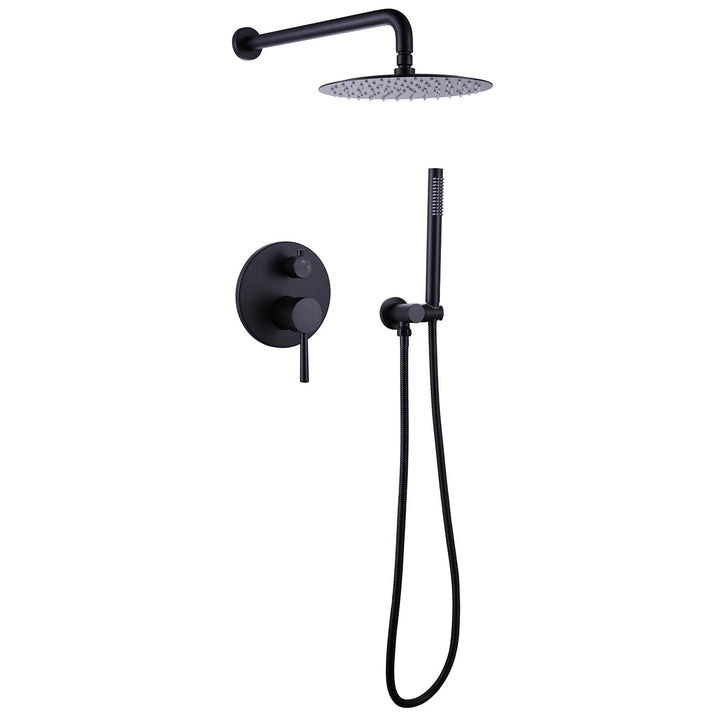 10 inch 1-Spray Patterns with1.5 GPM Wall Mounted Dual Shower Heads in Matte Black (Valve Included)