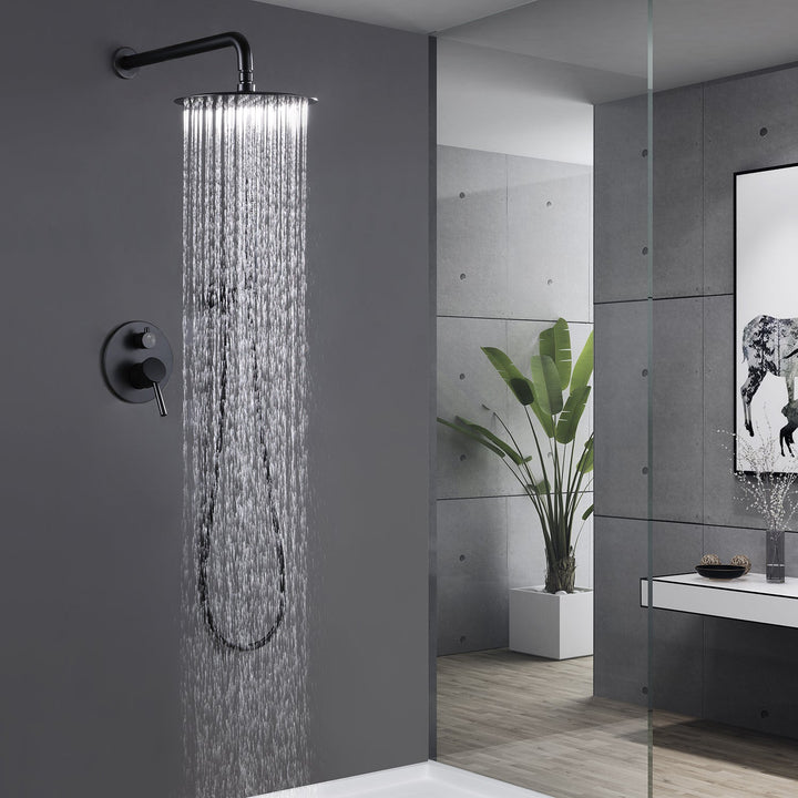 10 inch 1-Spray Patterns with1.5 GPM Wall Mounted Dual Shower Heads in Matte Black (Valve Included)