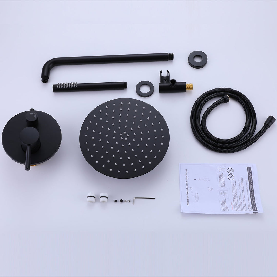 10 inch 1-Spray Patterns with1.5 GPM Wall Mounted Dual Shower Heads in Matte Black (Valve Included)