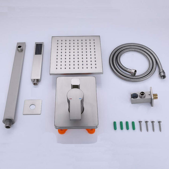 10-in Rain Shower Head Wall Mount Dual Head Waterfall Built-In Shower System