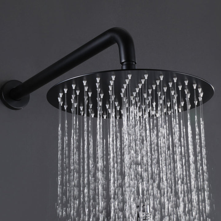10 inch 1-Spray Patterns with1.5 GPM Wall Mounted Dual Shower Heads in Matte Black (Valve Included)