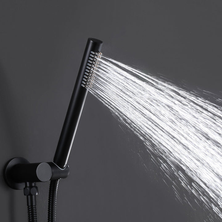 10 inch 1-Spray Patterns with1.5 GPM Wall Mounted Dual Shower Heads in Matte Black (Valve Included)