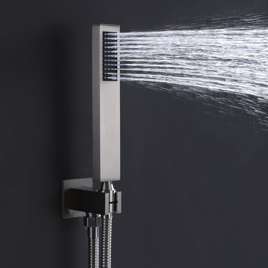 10-in Rain Shower Head Wall Mount Dual Head Waterfall Built-In Shower System