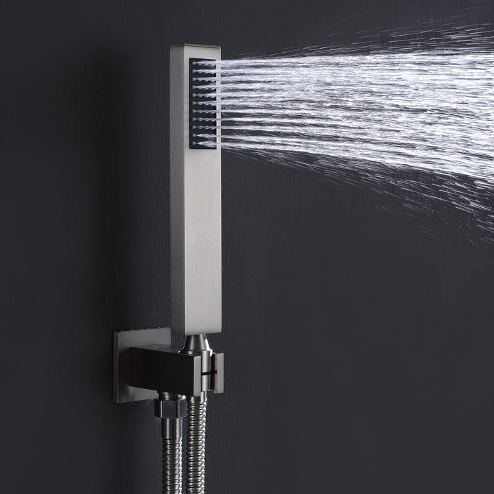 10-in Rain Shower Head Wall Mount Dual Head Waterfall Built-In Shower System
